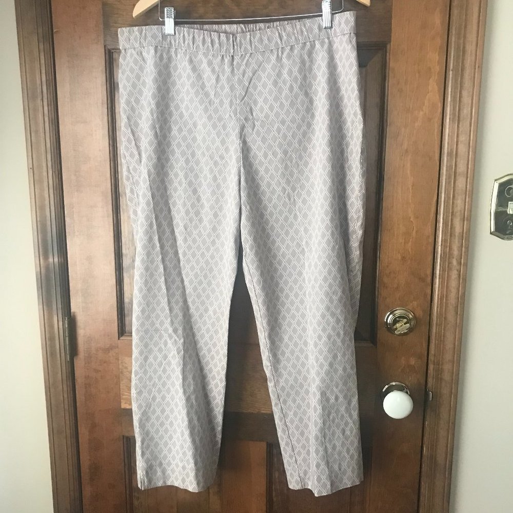 Susan Graver Tan w/White Diamond Pattern Pull-On Pants Size 18W